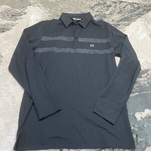 Travis Mathew Men's Polo Golf Long Sleeves Performance Shirt Black Men's Small